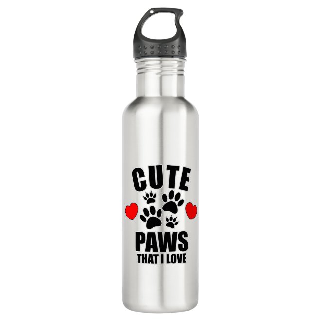 Cute Paws That I Love 710 Ml Water Bottle (Front)