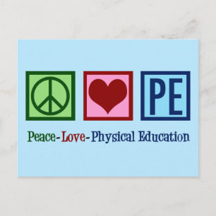 Cute PE Teacher Peace Love Physical Education Postcard