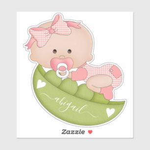 Cute pea in pod baby girl in coral pink, name
