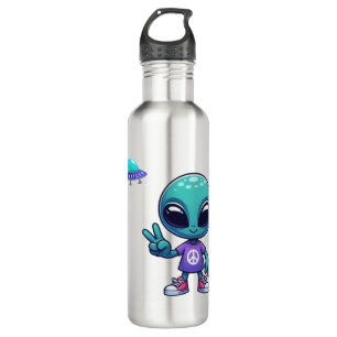 Cute Peace Alien & Space Ship 710 Ml Water Bottle