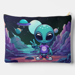 Cute Peace Alien & Space Ship Accessory Pouch