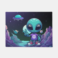 Cute Peace Alien & Space Ship