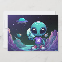 Cute Peace Alien & Space Ship