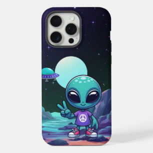 Cute Peace Alien & Space Ship iPhone 15 Pro Max Case