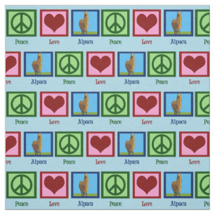 Cute Peace Love Alpaca Fabric
