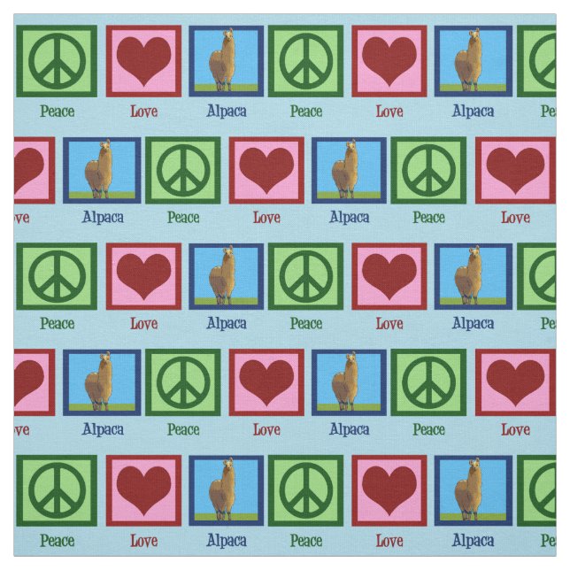 Cute Peace Love Alpaca Fabric (Swatch)