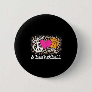 Cute Peace Love Basketball Leopard Print Women Men 6 Cm Round Badge
