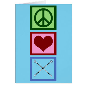 Cute Peace Love Baton Twirling Blue Card