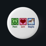 Cute Peace Love Beagles 6 Cm Round Badge<br><div class="desc">Cute Peace Love Beagles gift. A cool beagle dog owner design for the breed featuring a peace sign and a heart. I love these beautiful dogs.</div>