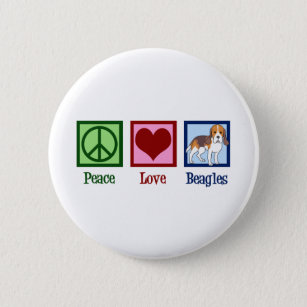 Cute Peace Love Beagles 6 Cm Round Badge