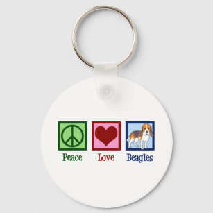 Cute Peace Love Beagles Key Ring