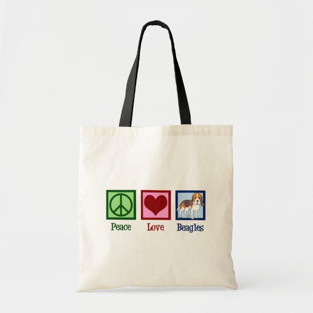 Cute Peace Love Beagles Tote Bag (Front)