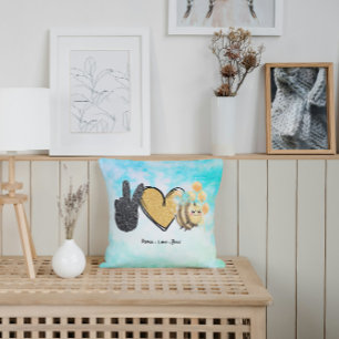 Cute Peace Love Bees  Cushion