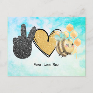 Cute Peace Love Bees Postcard
