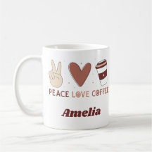 Cute Peace Love Coffee Boho Aesthetic