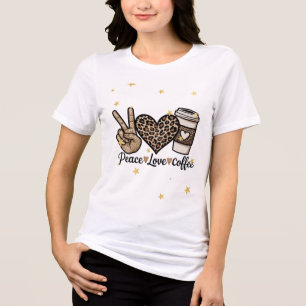 Cute Peace Love Coffee SVG - Glitter and Leopard Tri-Blend Shirt