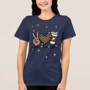 Cute Peace Love Coffee SVG - Glitter and Leopard Tri-Blend Shirt