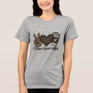 Cute Peace Love Coffee SVG - Glitter and Leopard Tri-Blend Shirt