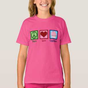 Cute Peace Love Cupcakes Pink Kids T-Shirt