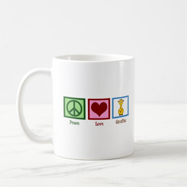 Cute Peace Love Giraffe Women's Coffee Mug (Left)