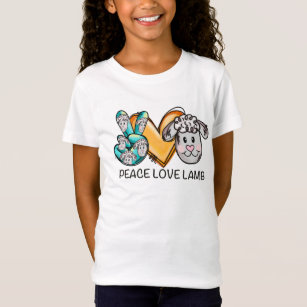 Cute peace love lamb kids funny animal sheep heart T-Shirt