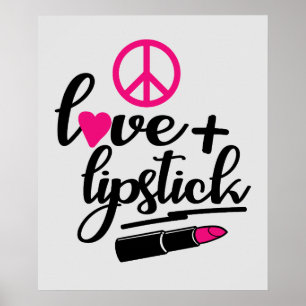cute peace love lipstick makeup artist word art poster