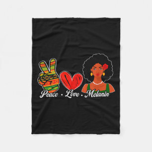 Cute Peace Love Melanin Black History Month Afro G Fleece Blanket