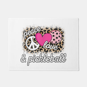 Cute Peace Love Pickleball Player Funny Pickle Bal Doormat