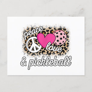 Cute Peace Love Pickleball Player Funny Pickle Bal Holiday Postcard