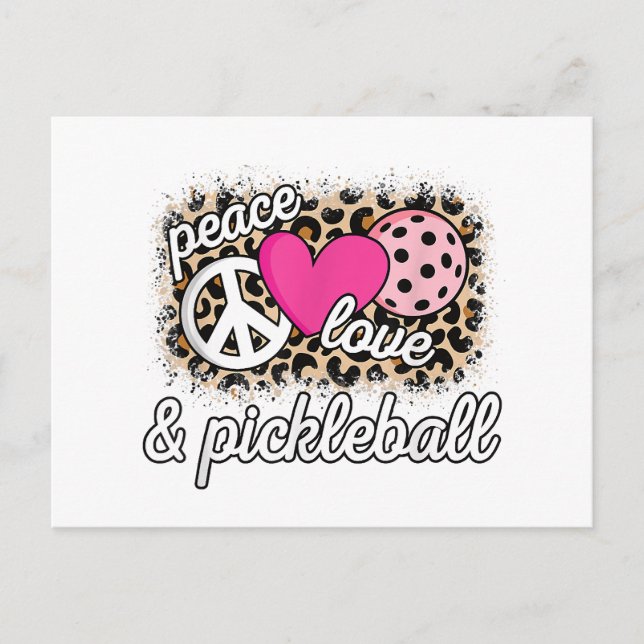 Cute Peace Love Pickleball Player Funny Pickle Bal Holiday Postcard (Front)