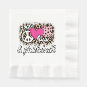 Cute Peace Love Pickleball Player Funny Pickle Bal Napkin