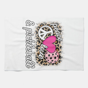 Cute Peace Love Pickleball Player Funny Pickle Bal Tea Towel