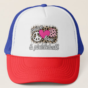 Cute Peace Love Pickleball Player Funny Pickle Bal Trucker Hat