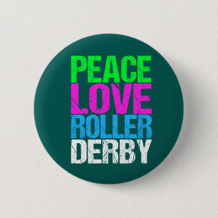Cute Peace Love Roller Derby 6 Cm Round Badge