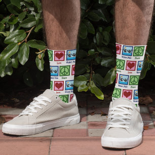 Cute Peace Love Water Polo Player Socks