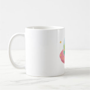 Cute Peace Loving Alien In Little Spaceship Coffee Mug