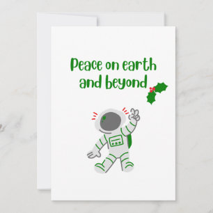 Cute peace on earth space holiday Christmas card 