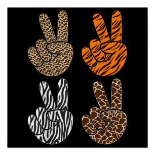 Cute Peace Sign Animal Print Toddler Boys Retro
