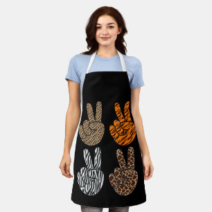 Cute Peace Sign Animal Print Toddler Boys Retro Apron