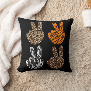 Cute Peace Sign Animal Print Toddler Boys Retro Cushion