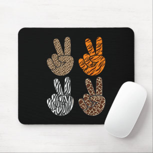 Cute Peace Sign Animal Print Toddler Boys Retro Mouse Pad