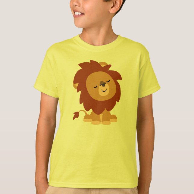 Cute Peaceful Cartoon Lion Children T-Shirt (Front)