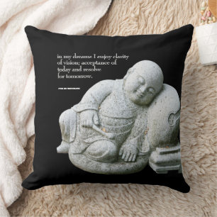 Cute Peaceful Sleeping Young Monk Stone Sculpture Cushion