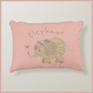 Cute Peach Abstract Elephant Decorative Cushion