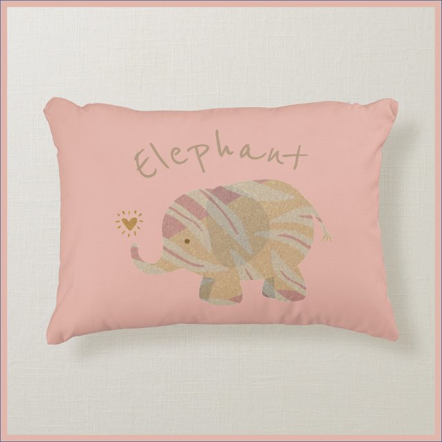 Cute Peach Abstract Elephant Decorative Cushion (Creator Uploaded)