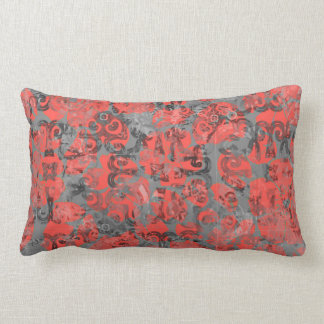 Cute Peach and Grey Splotch Abstract Colourful Lumbar Cushion