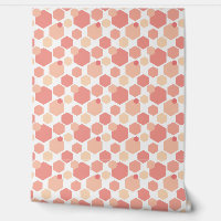 Cute Peach and Pink Hexagons Geometric Pattern