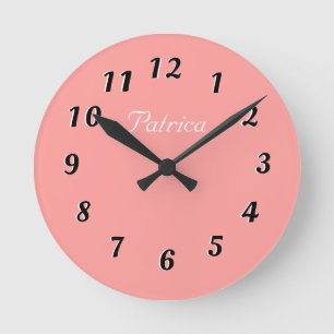 Cute Peach and White Personalised Wall Clock