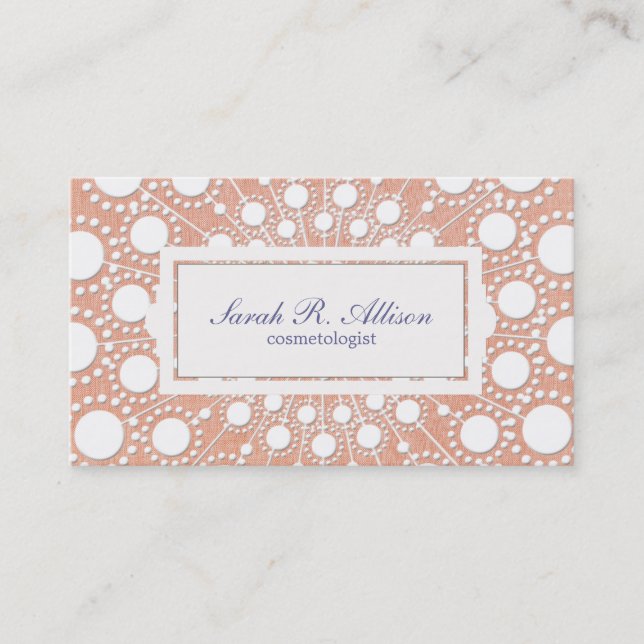 Cute Peach Circle Pattern Beauty Salon and Spa Business Card (Front)
