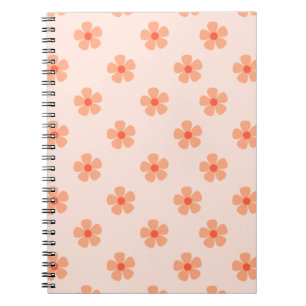 Cute Peach Flower Pattern Minimal Floral Aesthetic Notebook